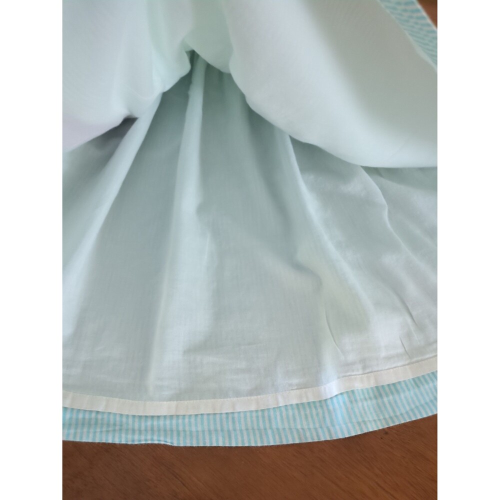 Mini Boden Girls Fun Appliqué Sun Dress Aqua Blue Ticking Parrot size 7/8 GUC - Picture 5 of 10